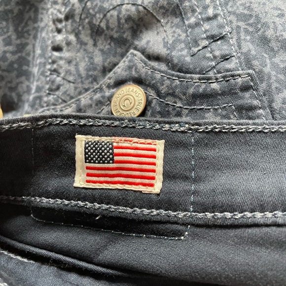 True Religion Serena navy/ blue marbling leggings / silver logo patch size 25 - Picture 8 of 11